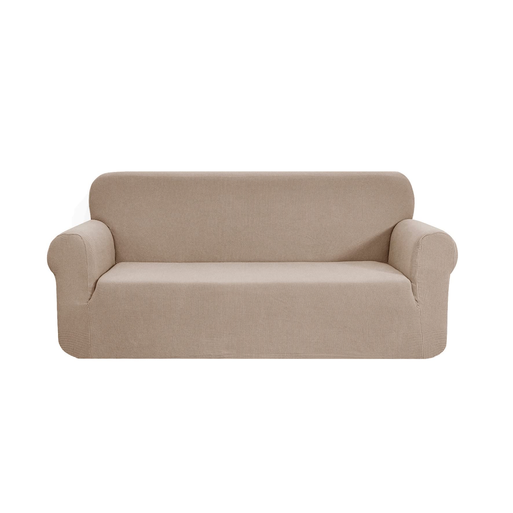 SAMSTEX Stylish Sofa Covers 4 Seater High Stretch 4 Seater Sofa Cover 1-Piece Sofa Slipcovers Thick Soft Sofa Protector Machine Washable Non-Slip Couch Covers (4 Seater, Taupe)