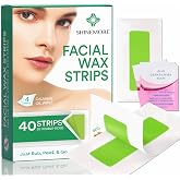 ShineMore Facial Wax Strips for Hair Removal - Hypoallergenic for All Skin Types - Gentle and Fast-Working for Face, Eyebrow, Upper Lip, and Chin (40 Strips + 4 Calming Oil Wipes NATURE Ingredients)