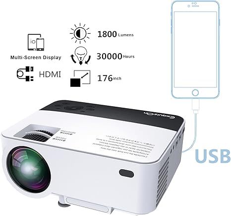 exquizon T5 – Video proyector LCD LED 1800 Lumens Mini ...