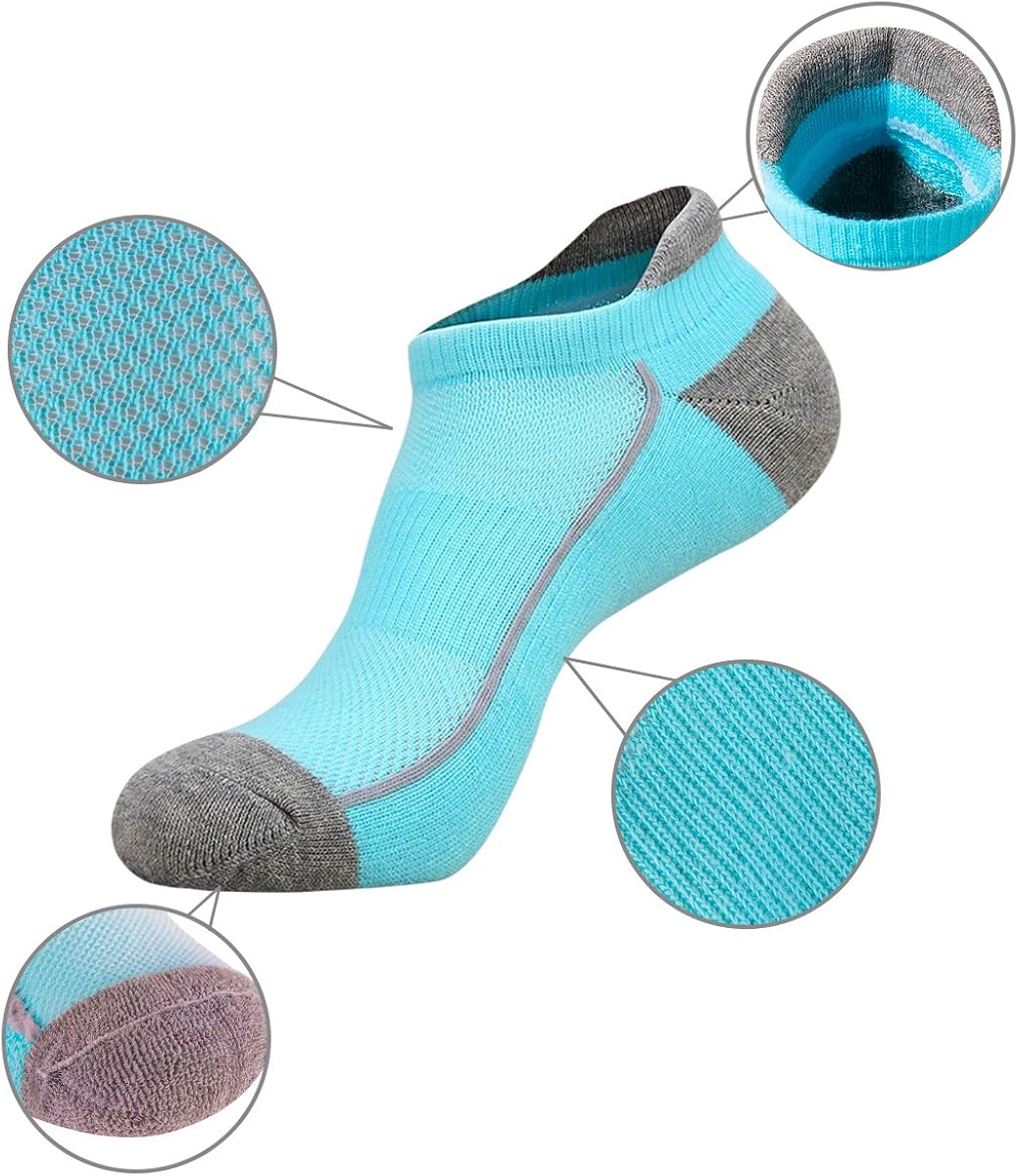 Heatuff Womens Low Cut Ankle Athletic Socks Cushioned Running Performance Breathable Tab Sock 6 Pack: Clothing