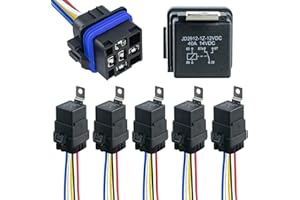 Hosyond 5 Pack 12V DC 40/30 AMP Waterproof Relay Harness Tinned Copper Wires 5-PIN SPDT Automotive Relay