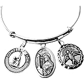 Confirmation Gift for Girls Saint Rita Expandable Charm Bracelet Silver Adjustable Bangle Medal Catholic Gift Holy Spirit Dove