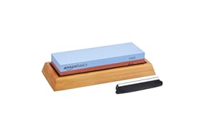 鶹 Basics Whetstone Knife Sharpening Wet Stone - Dual-Sided 400/1000 Grit with Non-Slip Bamboo Base