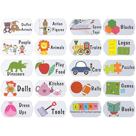 Amazon.com: Mozamy Creative Kids Toy Room Organization Labels Toy Bin ...