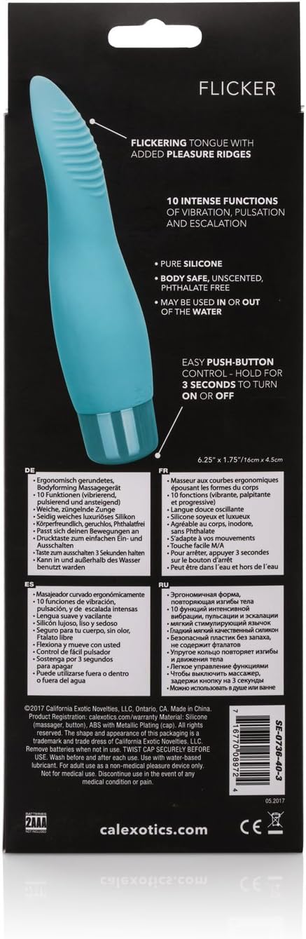Eden Flicker Clitoral Stimulator 10 Function Waterproof, Blue - Image 4