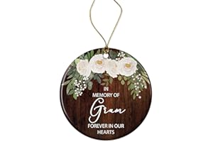 OWINGSDESIGNSPERFECT In Memory Of Gram Forever In Our Hearts Ornament - Gram Angel Loving - Memorial Gram Christmas Ornament - Memory Gift For Loss Of Gram - Remembrance Ceramic Ornament Printed on Both Sides, White