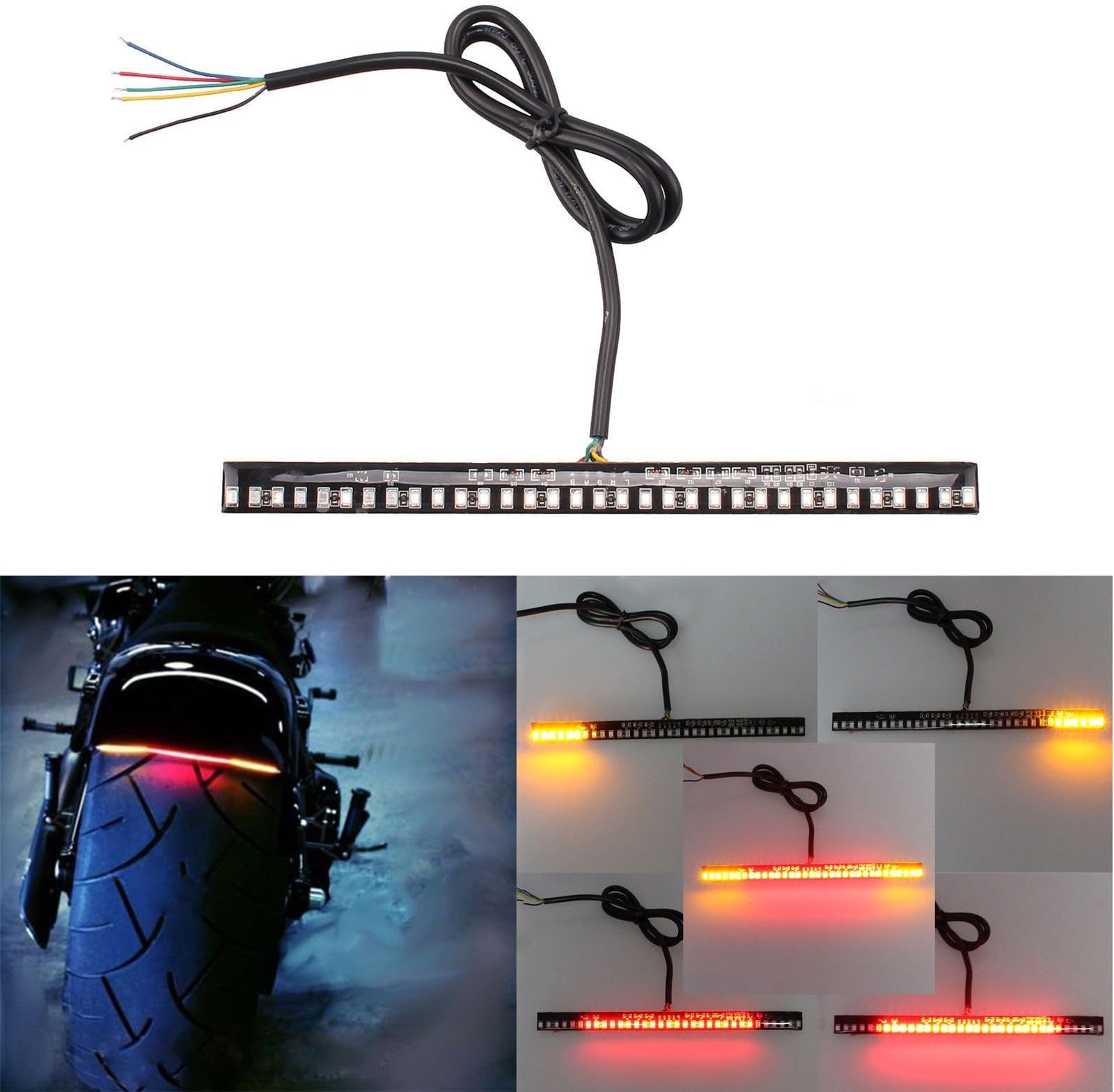 Heart Horse Universal Flexible LED Turn Signal Tail Brake License Plate Light Integrated for Motorcycle Bike ATV Car RV SUV Brake Running Tail Light Left Right Turn Signal Lamp
