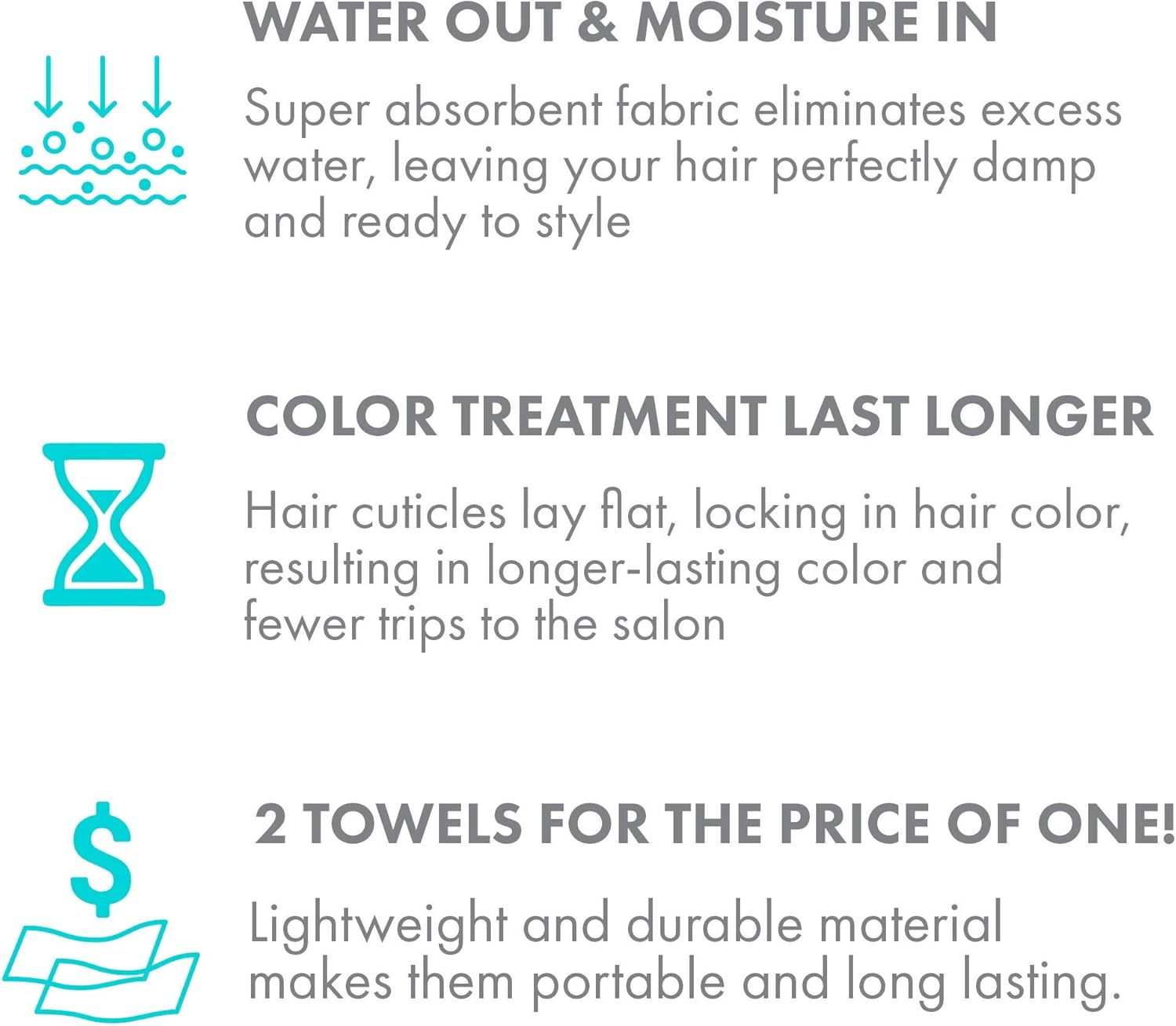 Scala Microfiber Hair Towel Wrap - Magic Instant Quick Dry Turban Twist for Women. Anti Frizz Curly, Straight, Color Treated, Hair. (2 Pack): Home & Kitchen