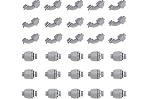 WOCLOER 3/4 inch Liquid Tight Connector PVC Flexible Conduit Connector UL Listed Liquid Tight Connector Non-Metallic Electrical Conduit Fittings 30 Pack (15 Pcs 180D/15 Pcs 90D)