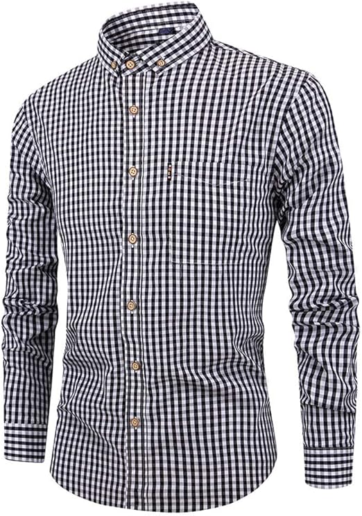 Dress Shirt, Dress Shirt Slim Fit Check Mens Printed Dress Shirts Long