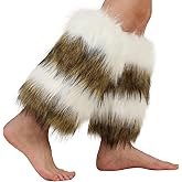 HAOAN Women Faux Fur Leg Warmers Furry Boot Cuffs Covers Winter Warm Costume Props