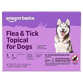 Amazon Basics Flea and Tick Topical Treatment and Prevention for Large Dogs (45-88 lbs), Fast Acting and Long Lasting, 3 Count, Packaging May Vary