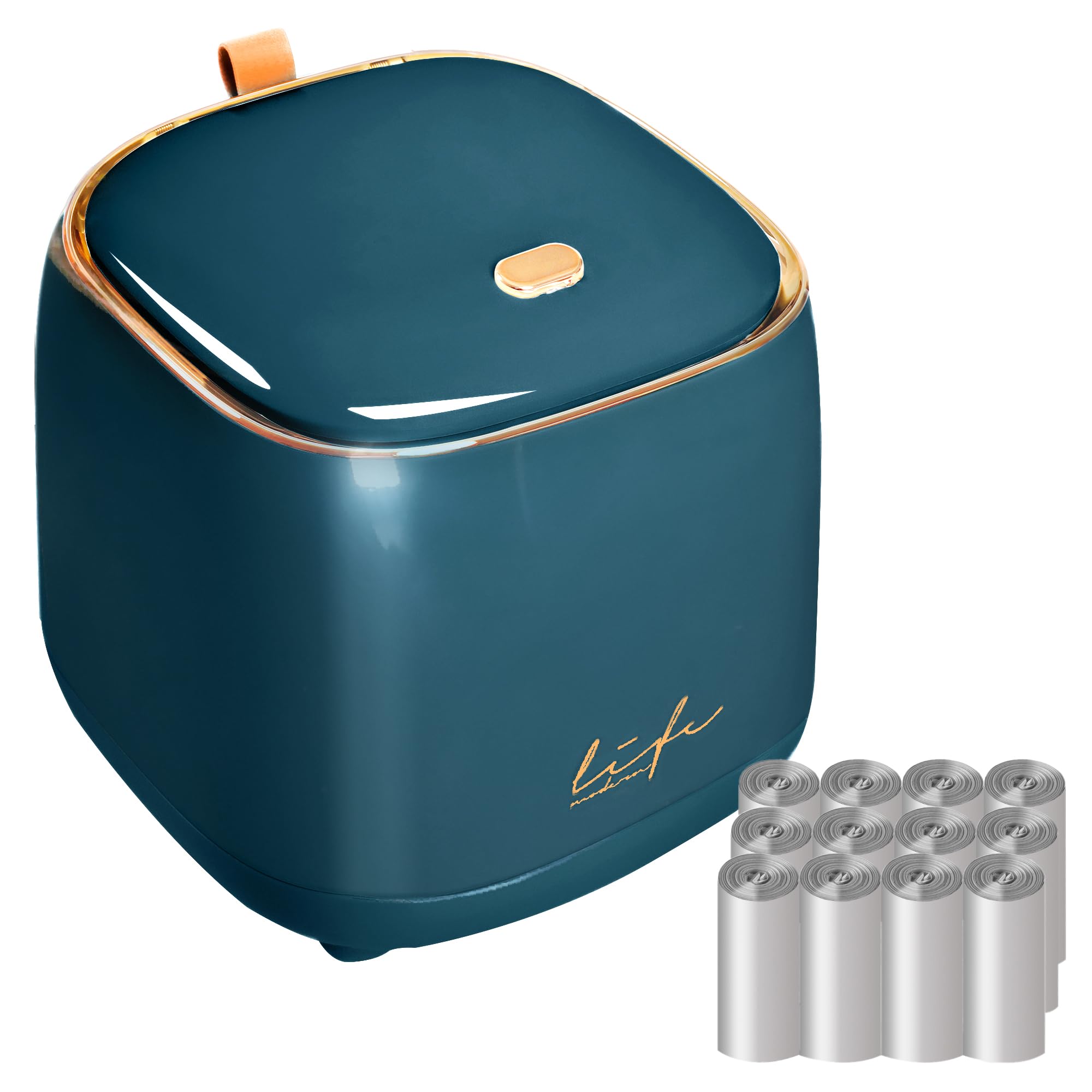 PANDENNER Mini Countertop Trash Can with 10 Rolls
