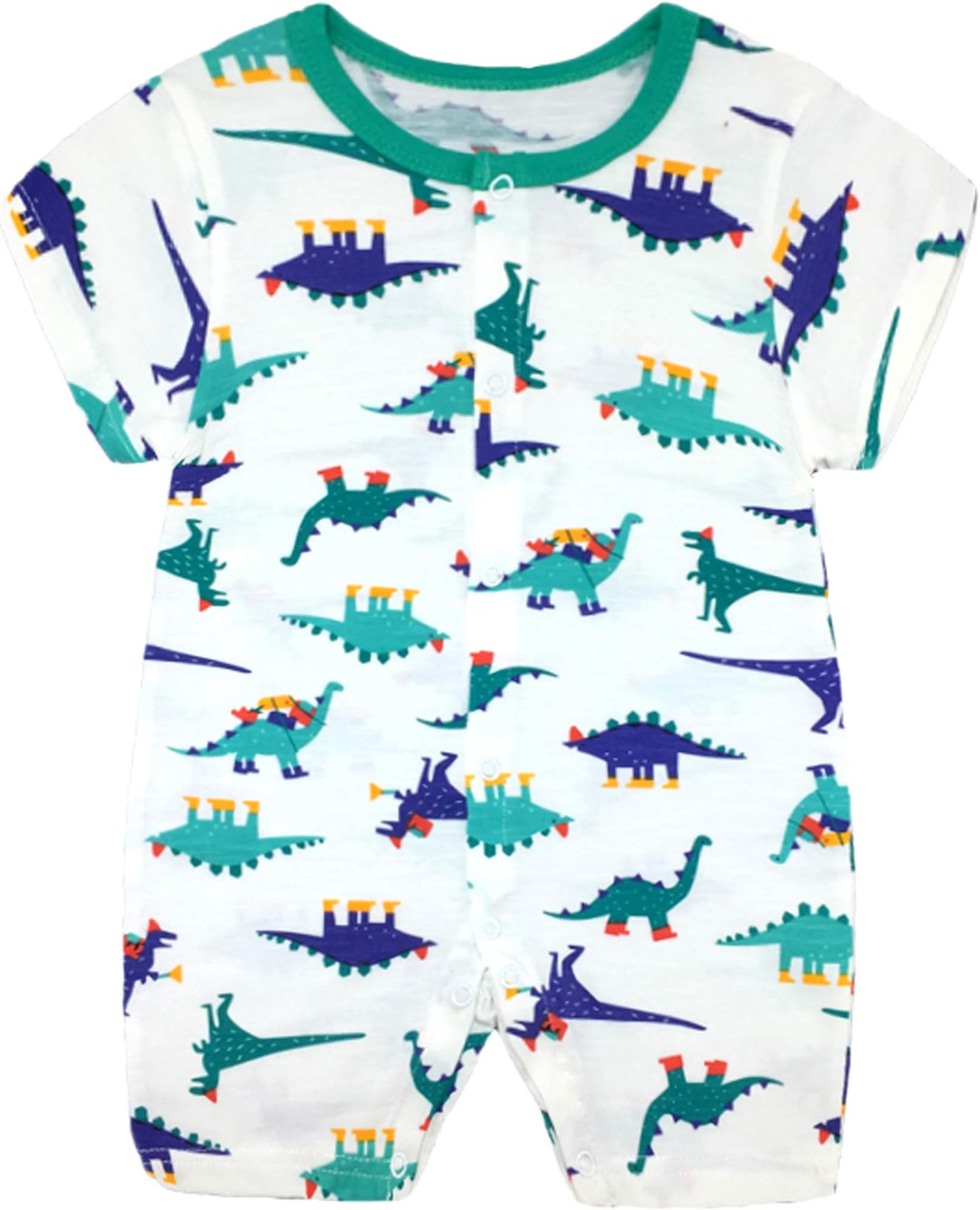 Anywow Newborn Baby Boys Girls Dinosaur Rompers Bodysuit Short Sleeves Jumpsuit Summer Overall 0-12 Months
