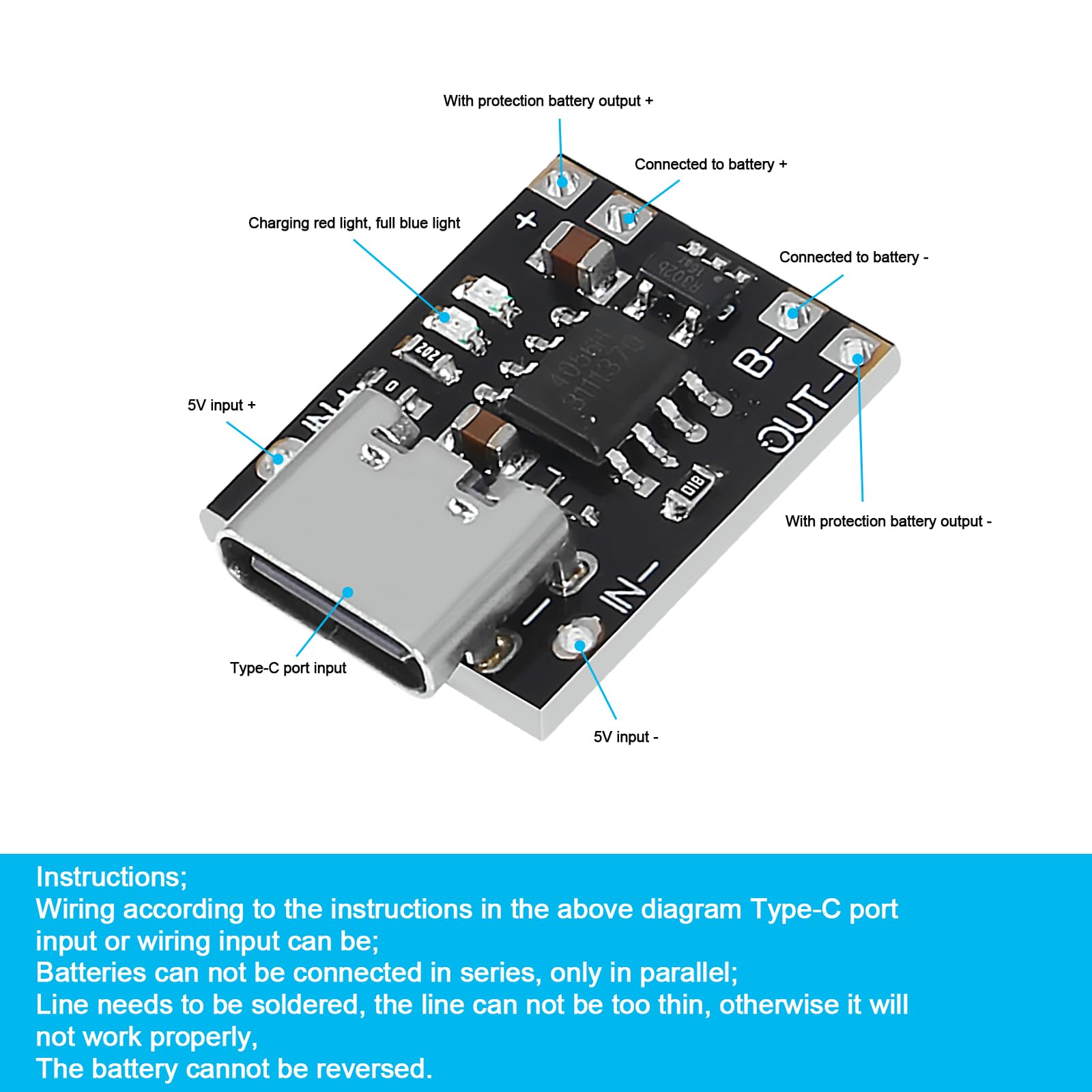 Mua XIITIA 20pcs Mini USB Type C 3.7V Lithium Battery Charger Board 4 ...