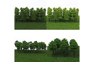 60-Piece Green Painted Tree Models for Railroad Dioramas - N Scale