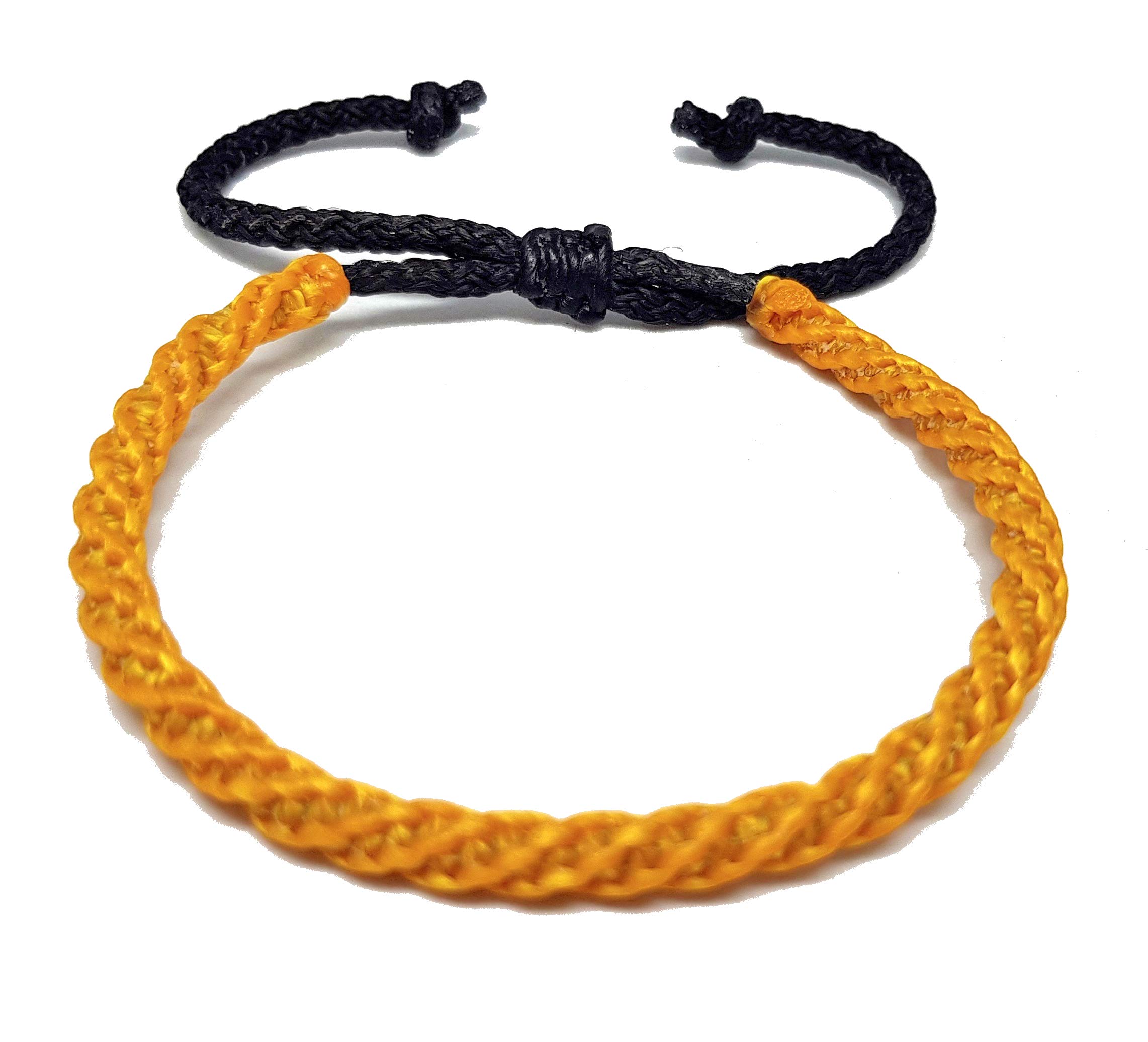 Origin Siam Handmade Thai Buddhist Wristband | Unisex Tight Weave Slim Bracelet | Karma Luck Love Friendship | Yoga Meditation Gift (Autumn Gold (Sliding Knot))