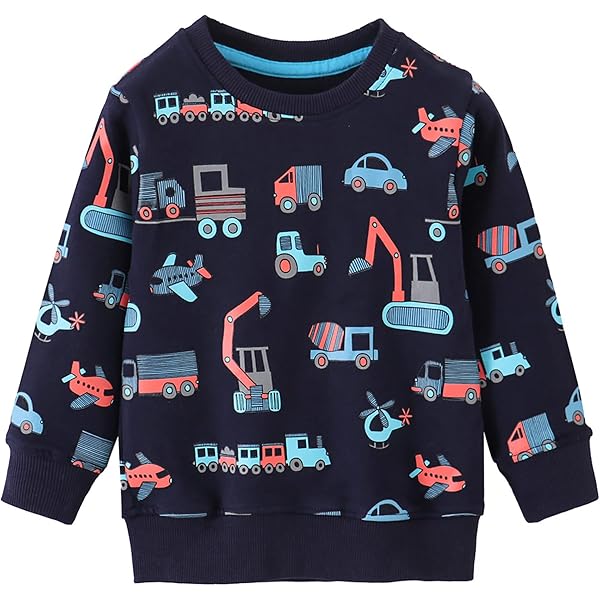 Pull Garçon Dinosaure - Sweatshirt Coton Manches Longues - Taille 2 à 7 Ans - Chaud Et Confortable - Pour école Et Jeu