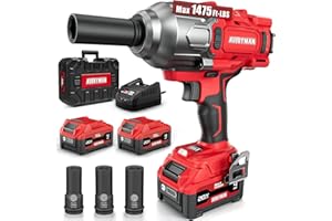 Alloyman Cordless Impact Wrench, 1475Ft-lbs (2000N.m) 1/2 High Torque Brushless Impact Gun, 20V Power Impact Driver, 2*4000mA