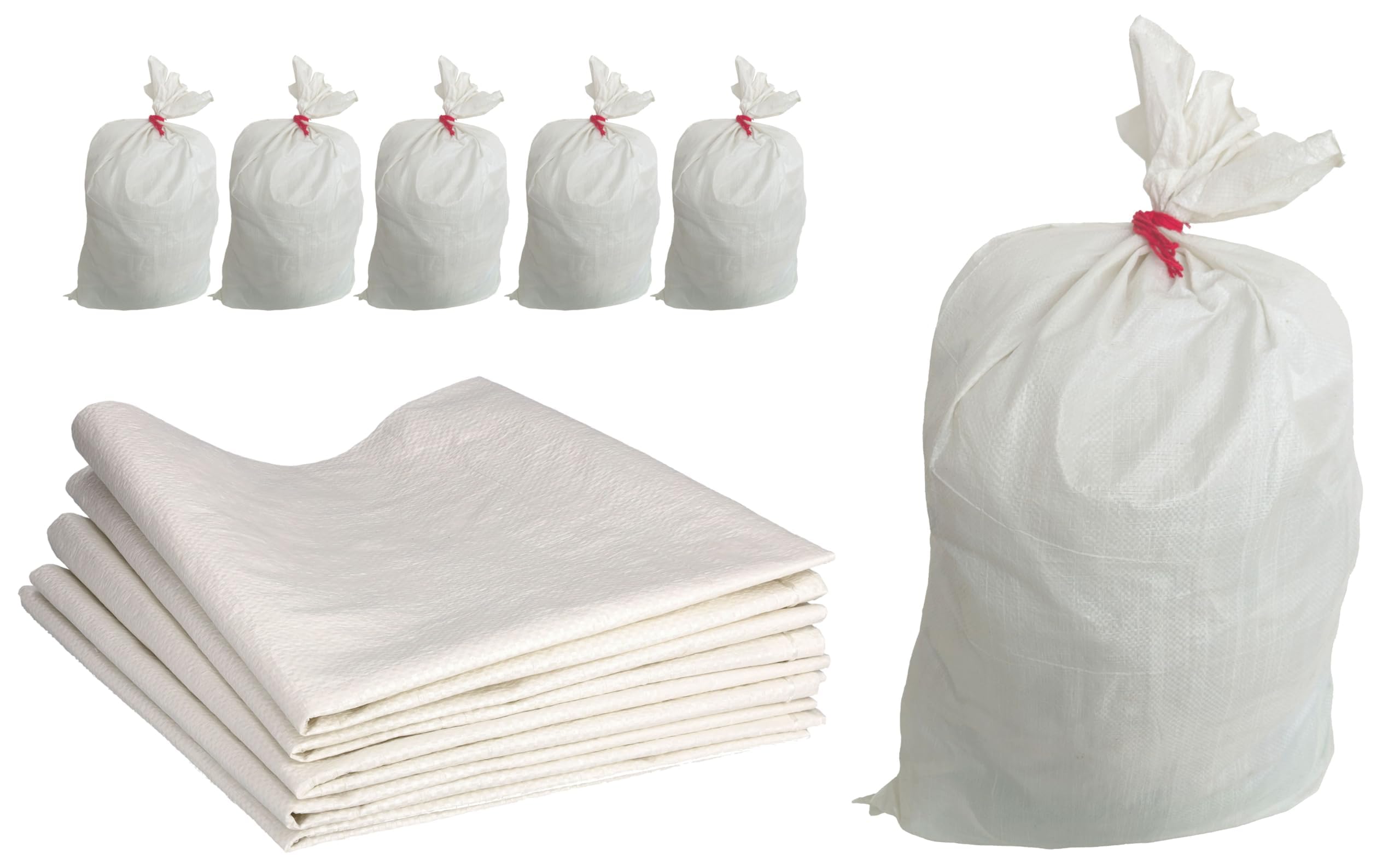 Toolspace 5x Woven Polypropylene Sacks, PP Fabric 85x50 Cm - Garden and Building Waste Bags 25 Kg Ideal For Animal Feed, Grain, Coal, Eco-Powder Storage Of Loose Items, Goods Transport