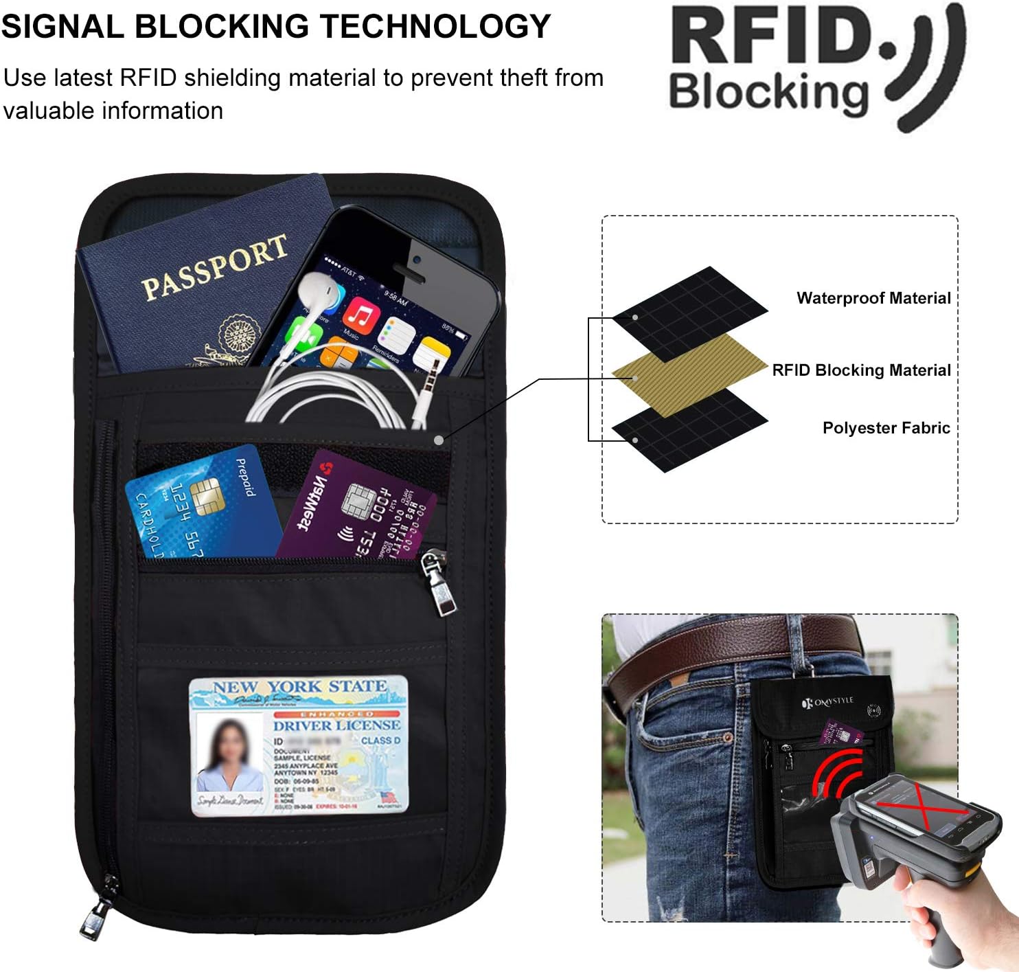 | RFID Blocking Passport Holder Travel Neck Pouch Neck Wallet for Women & Men to Keep Your Cash and documents Safe | Travel Wallets
