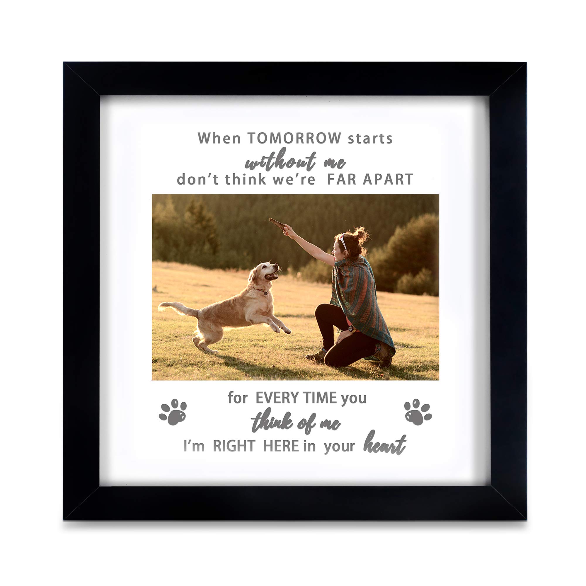 KCRasan Dog Memorial Photo Frame - Pet Memorial Photo Frame for Pet Loss, Memorial Frame for Dog or Cat with Sympathy, Hommage (9 x 9 inches)