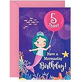 CENTRAL 23 Happy 5th Birthday Card For Girls - Mermazing Mermaid 5th Bday - Five Year Old Gifts - Mermaid Birthday Cards For Daughters Niece Sister - Comes With Stickers