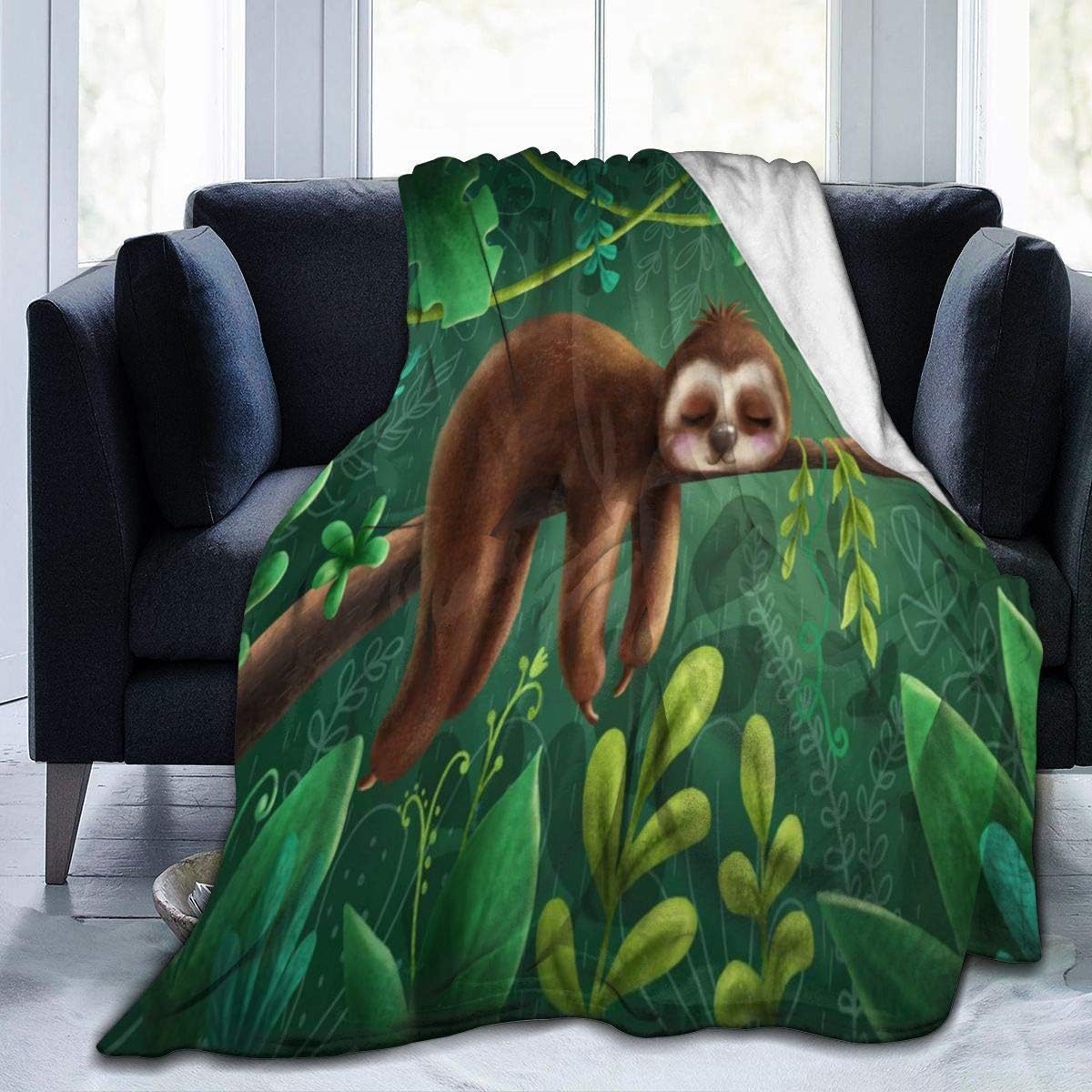 TinaCobur Cute Sloth Flannel Fleece Throw Blanket 50"x60