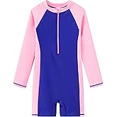 LIBREDGE Girls Long Sleeve Rash Guard Swimsuits Zipper Bathing Suits