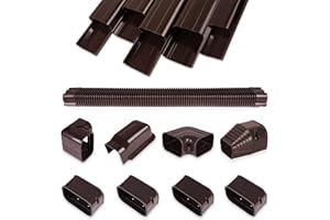 MOOITEK 3" 10Ft PVC Line Set Cover Kit for Ductless Mini Split Air Conditioners, Decorative PVC Slim Line Cover for Central AC & Heat Pumps Systems Tubing Cover, 10Ft Kit, Brown