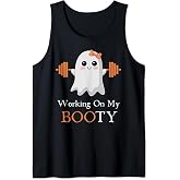 Working On My Booty Boo-Ty Funny Halloween Gym Ghost Pun Tank Top