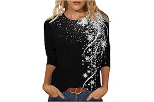 Ugly Christmas Sweaters for Women 3/4 Sleeve Crewneck Shirts Cute Christmas Trees Tunic Tops Holiday Vacation Clothes