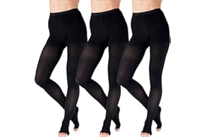ABSOLUTE SUPPORT (3 Pairs) Compression Tights for Women with Open Toe 20-30mmHg - Varicose Veins