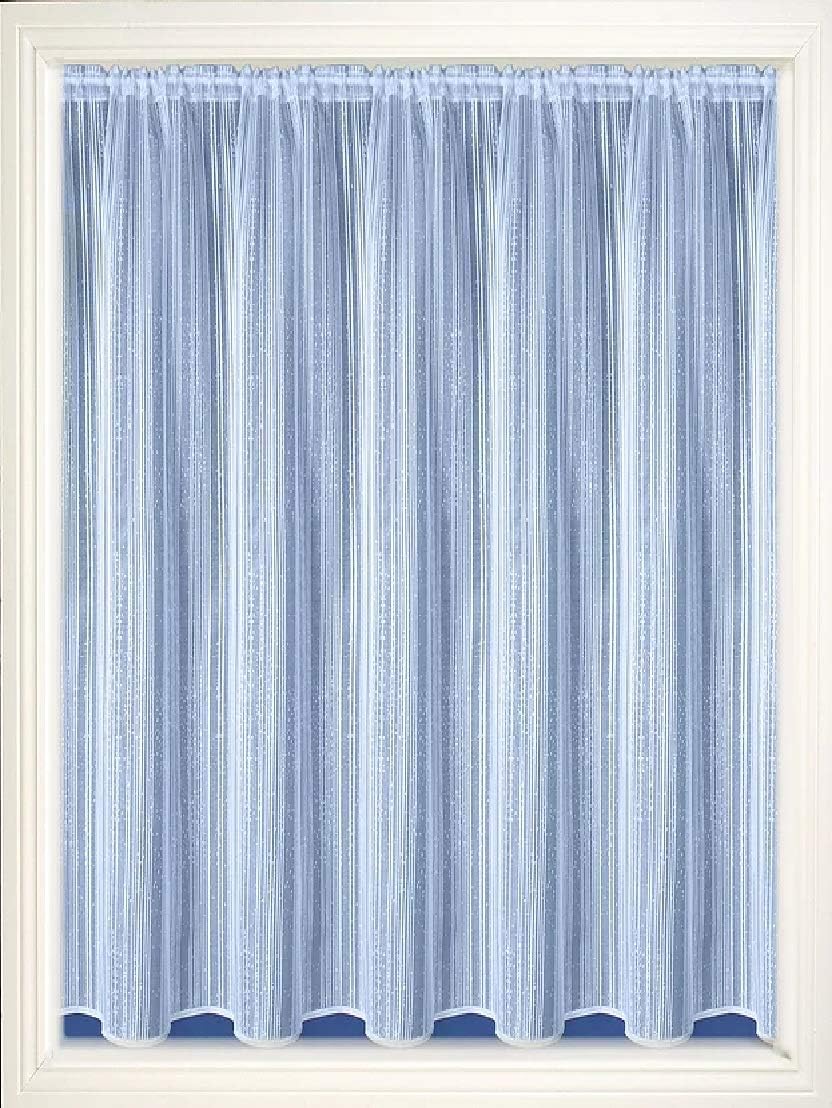Stripe Net Curtain Short Drops Ideal for Caravans Slub Effect Textured