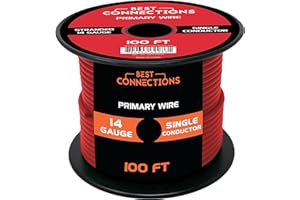 BEST CONNECTIONS Automotive Primary Wire - 100ft (Various Color Options) | Ideal for Trailer, Speaker, and Lighting Circuits | Durable Primary/Remote, Power/Ground Electrical Wiring (14 Gauge, Red)