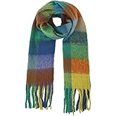 Surblue Women's Winter Scarf Large Coloured Plaid Warm Wrap Scarves Thick Blanket Shawl Oversized Checked Chunky Long Scarves