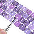 2PCS English Keyboard Stickers with Tweezer, Universal Keyboard Sticker Purple Background with White Lettering Keyboard Letters Replacement Stickers for Computer Laptop Notebook Desktop -English
