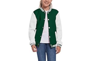Mowbeat Kids Baseball Jacket Girls Bomber Jackets Boys Varsity Coats Top for Girl Sports Track Outerwear
