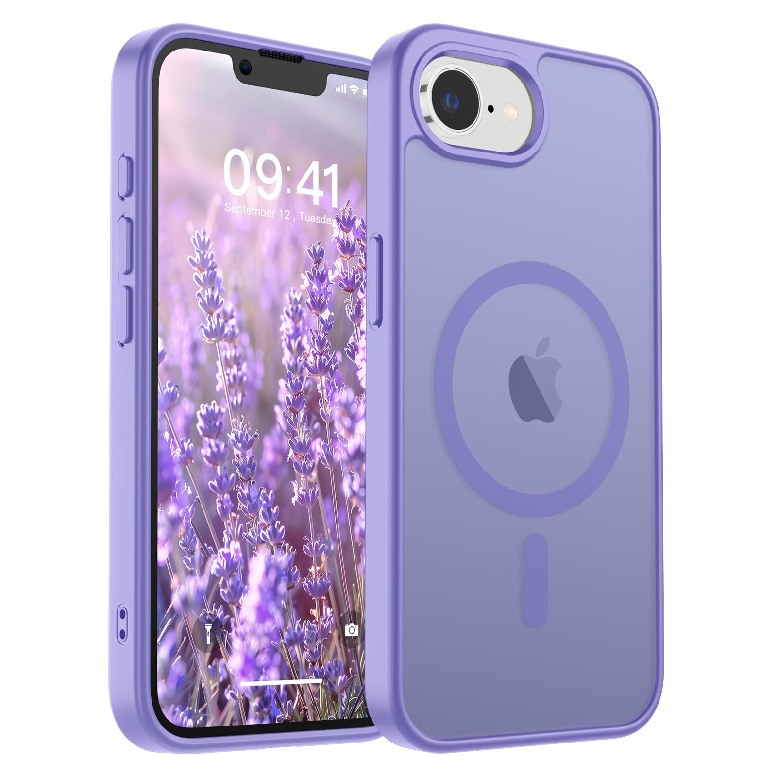 Photo 1 of SUPFINE Magnetic for iPhone 16e Case 2025 (Compatible with MagSafe) (Military Grade Drop Protection) Slim Translucent Matte Shockproof with Anti-Fingerprint Phone Case,Purple