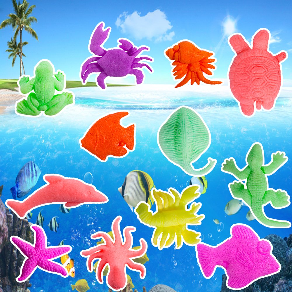 PROLOSO Water Growing Sea Creatures Animals & Water Beads Set | 30Pack + 10000Pcs | Expandable Oceanic Animals Fun In The Bathtub | Educational & Learning Toy For Toddlers Children Boys & Girls Gift