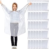 Berlune 30 Pcs Kid Rain Ponchos Bulk Disposable Ponchos for Kid Emergency Raincoat with Hood and Elastic Sleeves