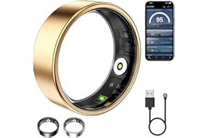 WNRTSA Smart Ring for Women & Men, Fitness Tracker with Heart Rate, Blood Oxygen, Sleep Monitoring, Long-Lasting Battery, IP68 Waterproof (Rose Gold, 8)