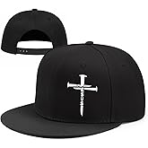 Christian Cross Hats Snapback Baseball Hat for Men Jesus 3 Nail Crosses Flat Bill Hats for Women Black Baseball Cap Adjustable Snap Backpack Dad Trucker Hat Christian Religious Gifts for Men Women