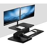 Mount-It! Sit Stand Workstation Standing Desk Converter With Dual Monitor Mount Combo, Ergonomic Height Adjustable Tabletop Desk, Black (MI-7914) (Stand +Dual Monitor Mount)
