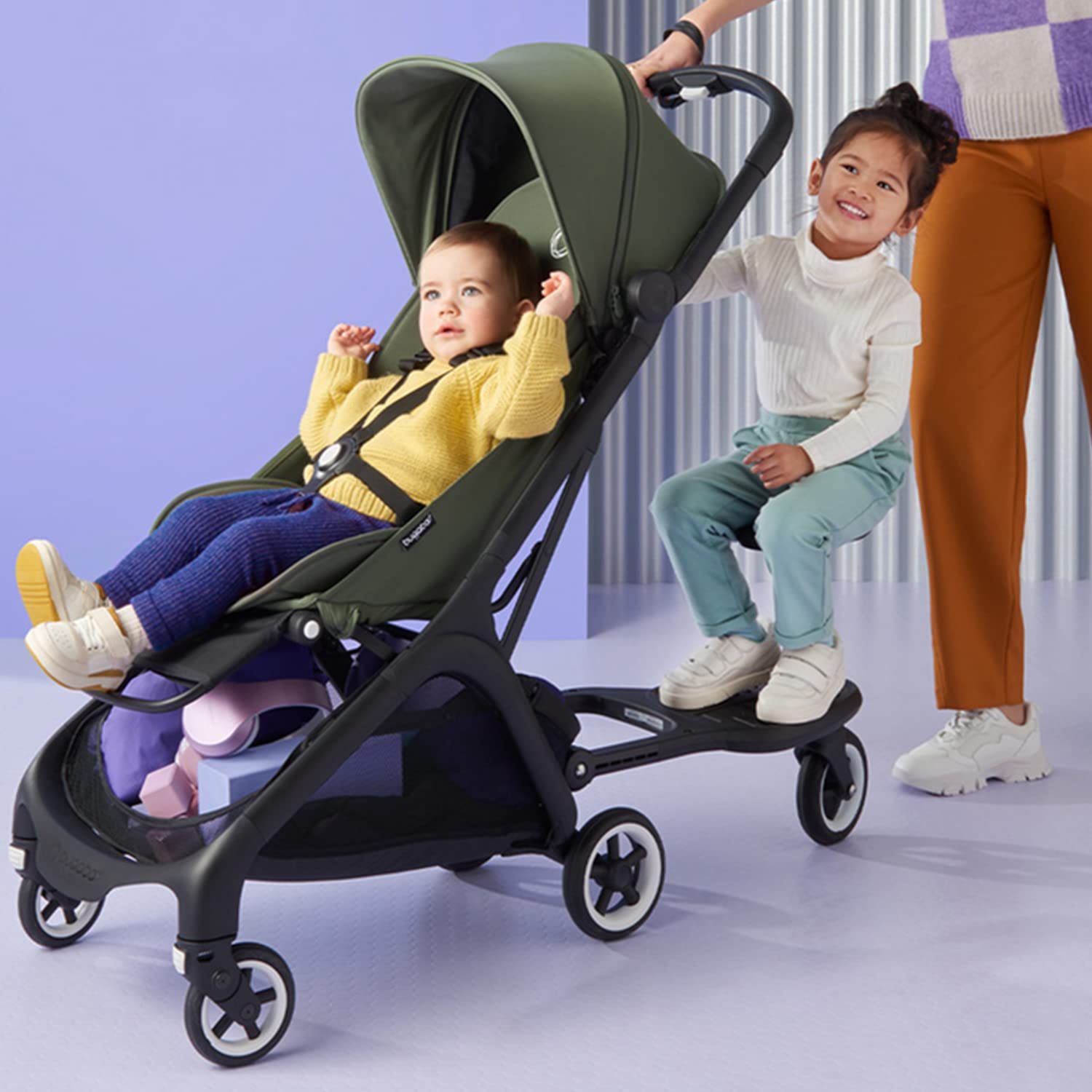 Bugaboo Butterfly - 1 Second Fold Ultra-Compact Stroller, Comfort Wheeled Board +, Butterfly Bumper Bar, Forest Green