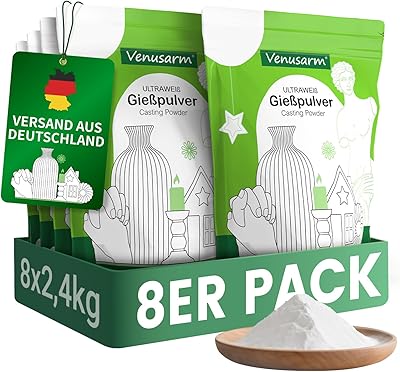 Venusarm Gießpulver Weiß 19,2kg, Beruhigende Härte Gießpulver für Detailgetreue Reliefs Kunsthandwerk Ornamente Gipsformen DIY, Gips zum Gießen wie Neuschnee, Gießmasse wie Spiegel Glatter