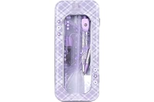 LABANCA 8 Pcs Compass Set with Protractor Rulers Pencil for Math Geometry (07434 Purple)