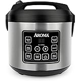 Aroma Housewares 20 Cup Cooked (10 cup uncooked) Digital Rice Cooker, Slow Cooker, Food Steamer, SS Exterior (ARC-150SB),Blac