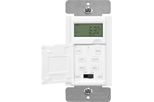 ENERLITES - HET01-C-W Programmable Digital Timer Switch for Lights, Fans, Motors, 7-Day18 ON/OFF Timer Settings, Single Pole, Neutral Wire Required, UL Listed, HET01-C, White