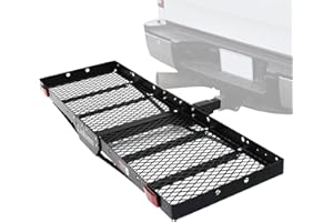 LIEKUMM Hitch Cargo Carrier, 750 lbs Capacity Folding Hitch Mount Cargo Carrier, 60"x20" Folding Cargo Rack, Fits 2" Hitch Receiver for Car, SUV, Truck Camping Traveling